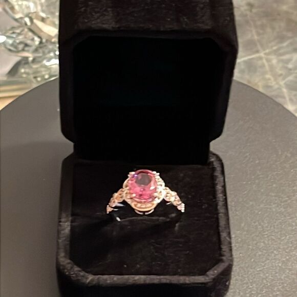 Radiant Orchid Quartz & White Zircon Ring Vermeil Rose Gold, Platinum Sz 8 - Picture 13 of 14
